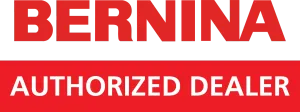 BERNINA logo with “AUTHORIZED DEALER” in red text on a white background