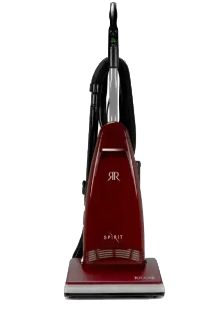 Red upright vacuum cleaner on a white background