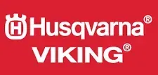 Husqvarna Viking logo in white on a red background