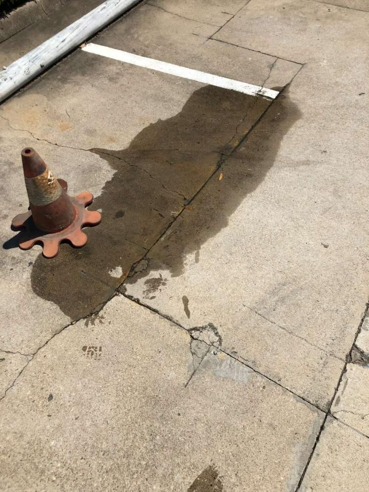 A Traffic Cone Is Sitting on A Wet Sidewalk Next to A White Line — Top To Bottom Plumbing in Garbutt, QLD