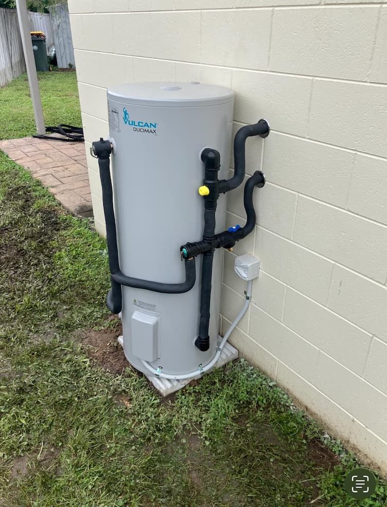 Outdoor Hot Water Tank With Insulated Pipes