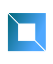 A blue square with a white line going through it on a white background.
