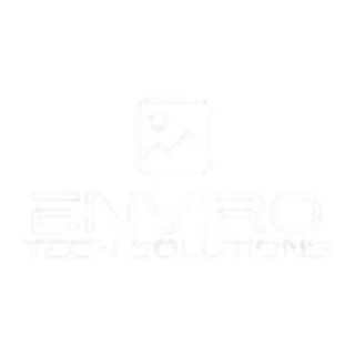 Logo for Enviro Tech Solutions with a mountain and sun icon. White text on black background.