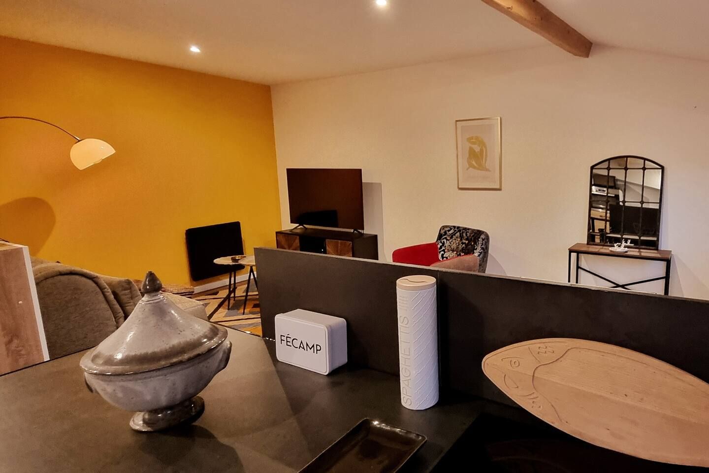 séjour salon gite maupassant fécamp