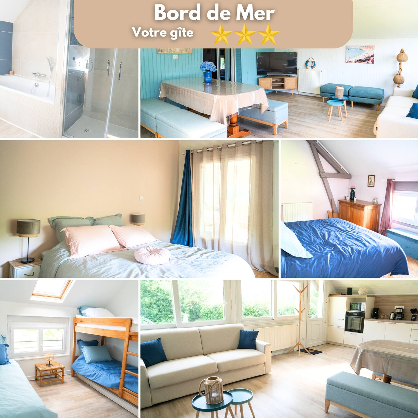 Plusieurs photos du gite avec le lit salon cuisine