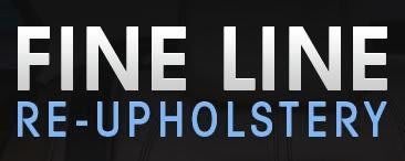 Fine Line Re-Upholstery logo in white and blue