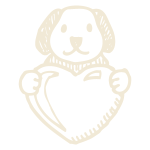 Icon of a cute dog holding a heart