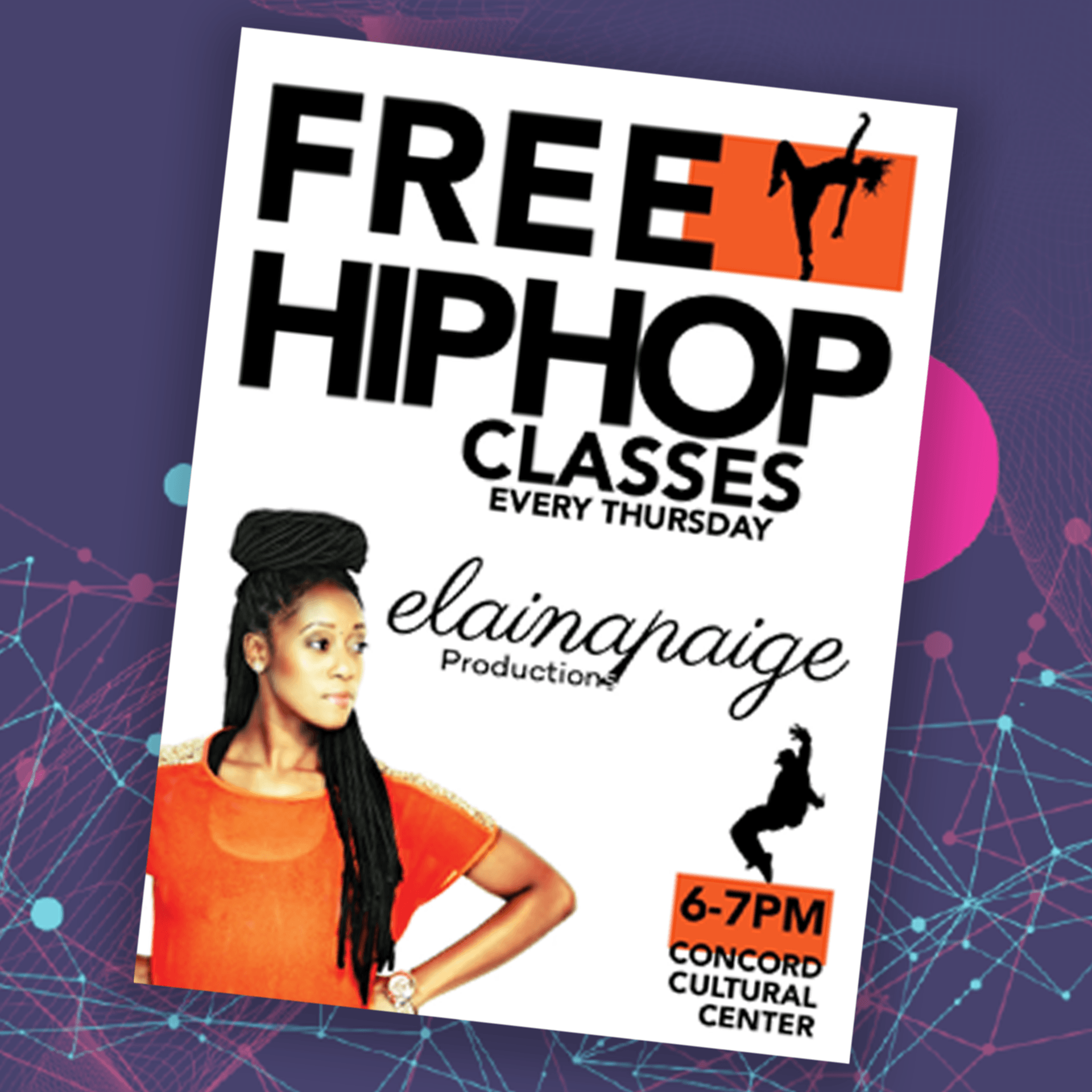 A poster that says free hiphop classes every thursday