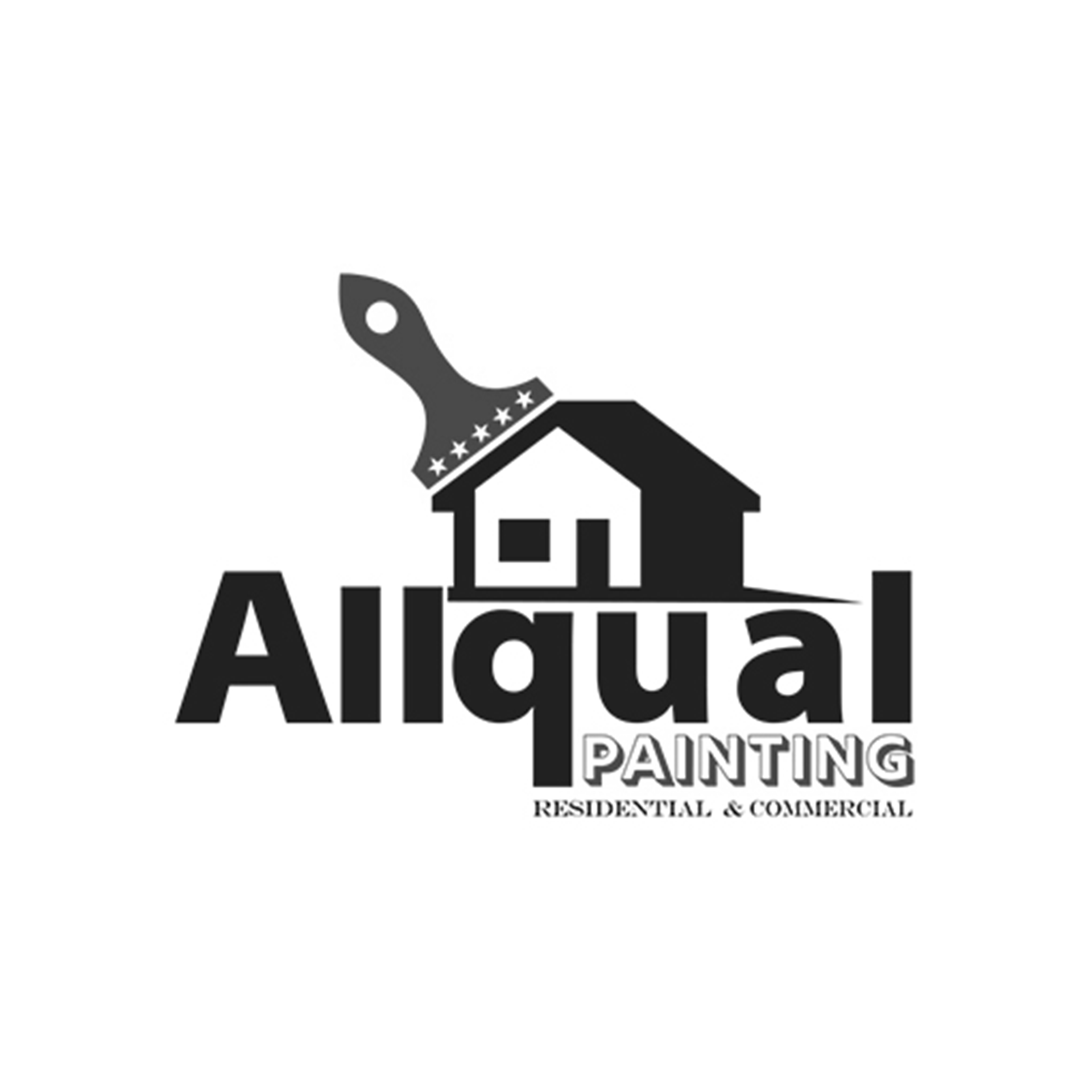 A black and white logo for allqual painting residential and commercial.