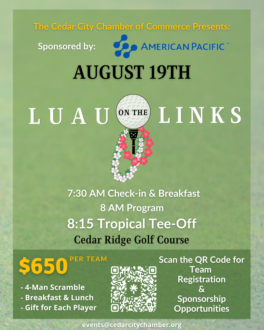 Flyer with information about golf tournament