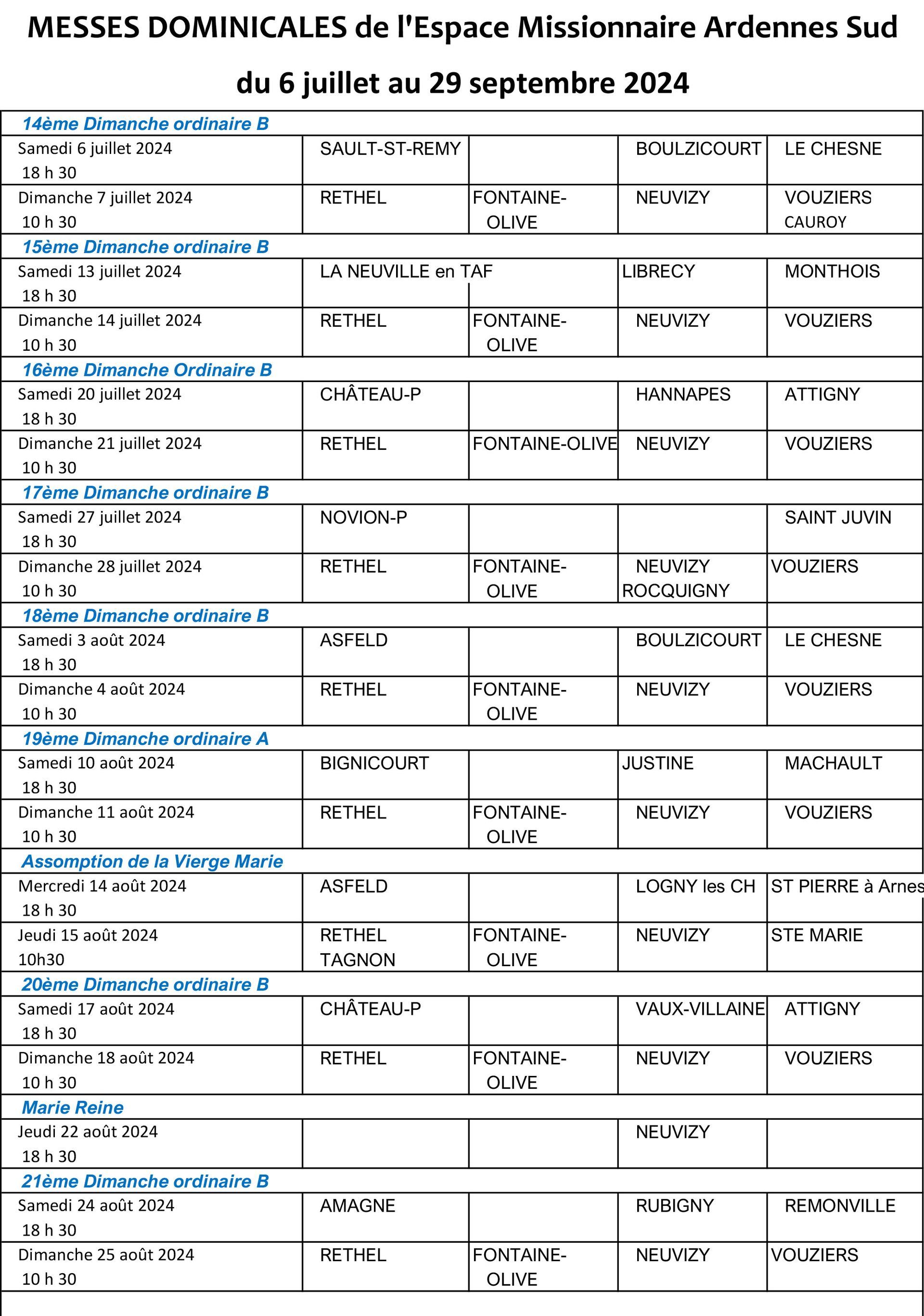 Les Messes Espace Missionnaire Ardennes Sud
