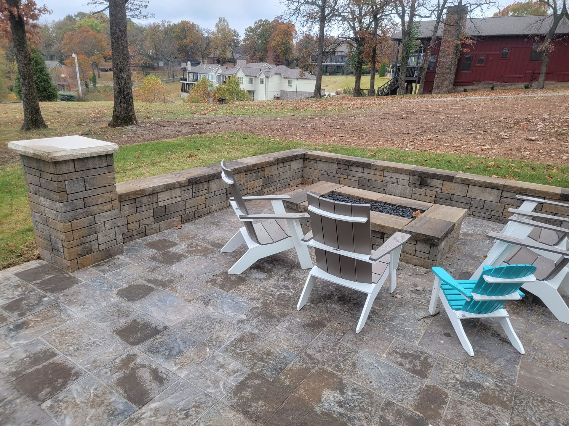 patio with fire pit Grove OK