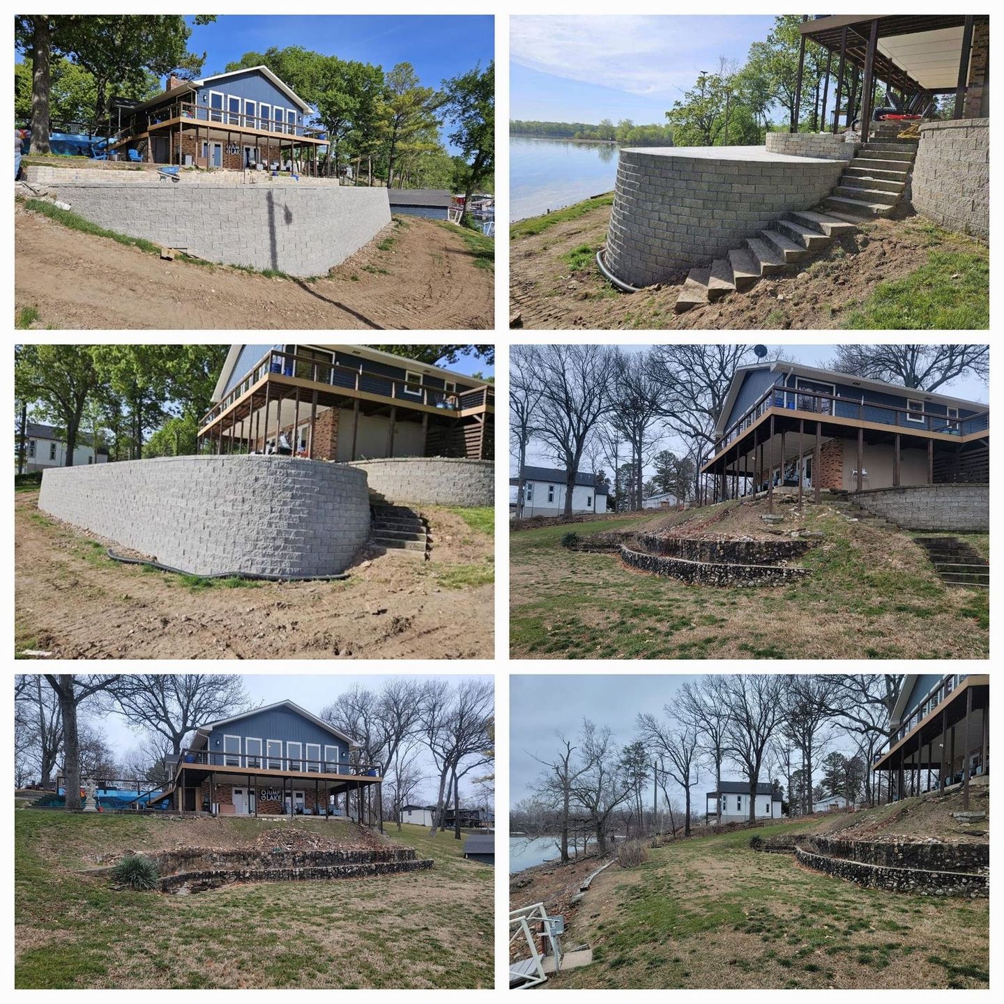 Before and after retaining wall construction
