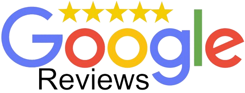 A google reviews logo with five stars on it