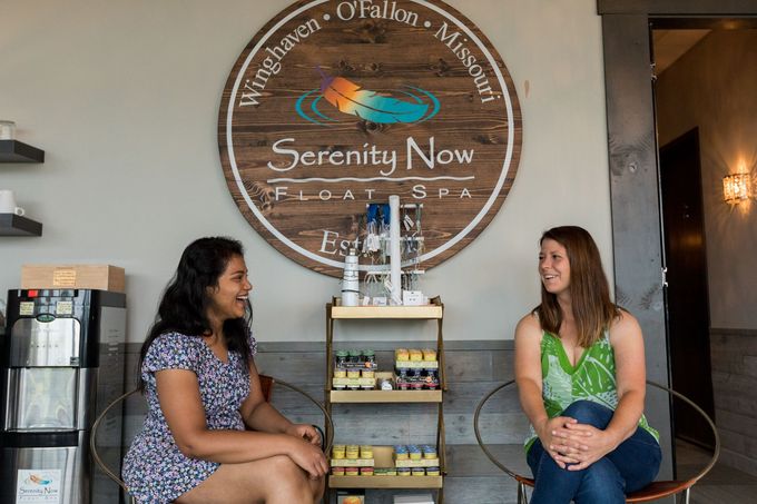 women chatting at Serenity Now Float Spa