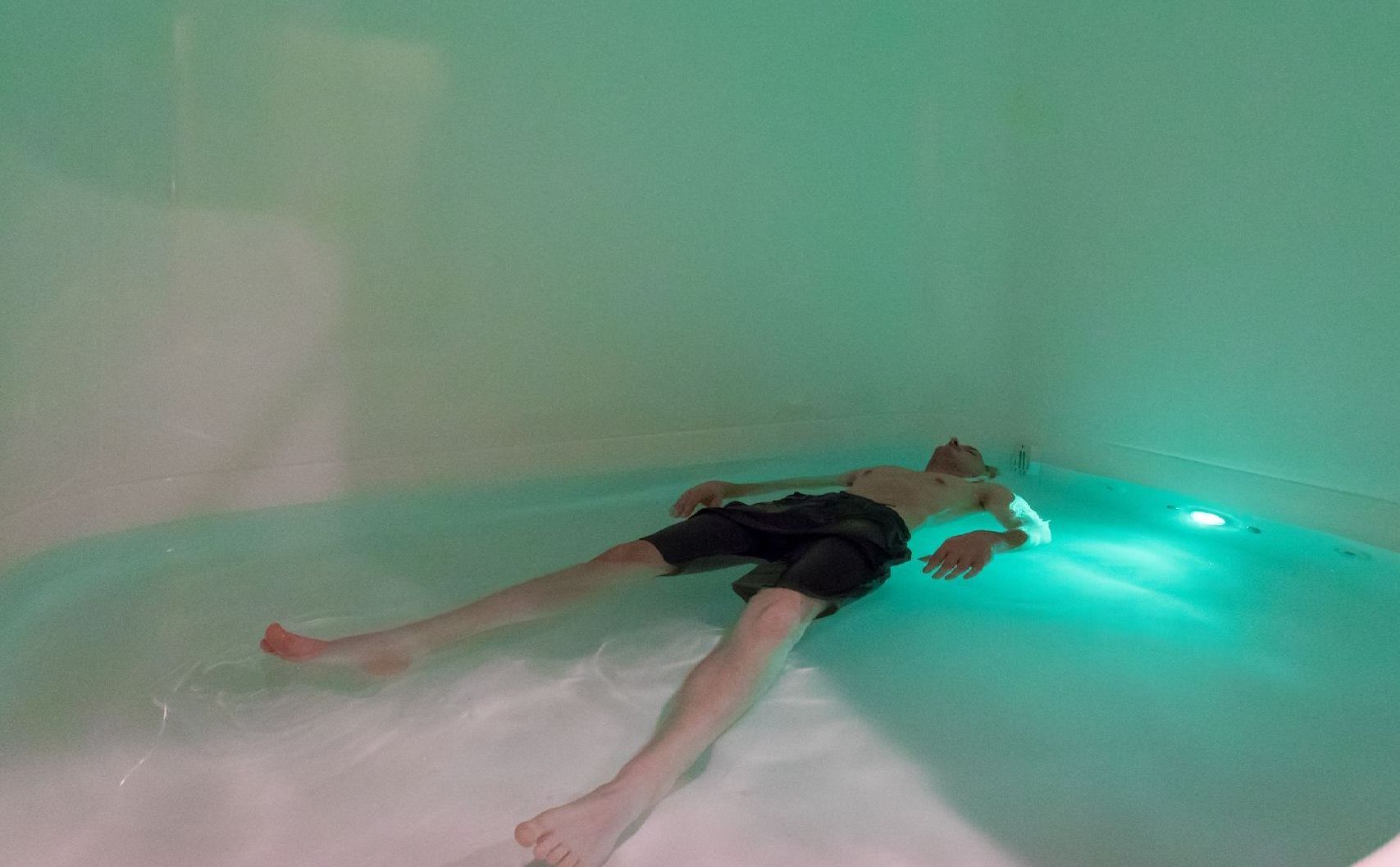 man floating at Serenity Now Float Spa