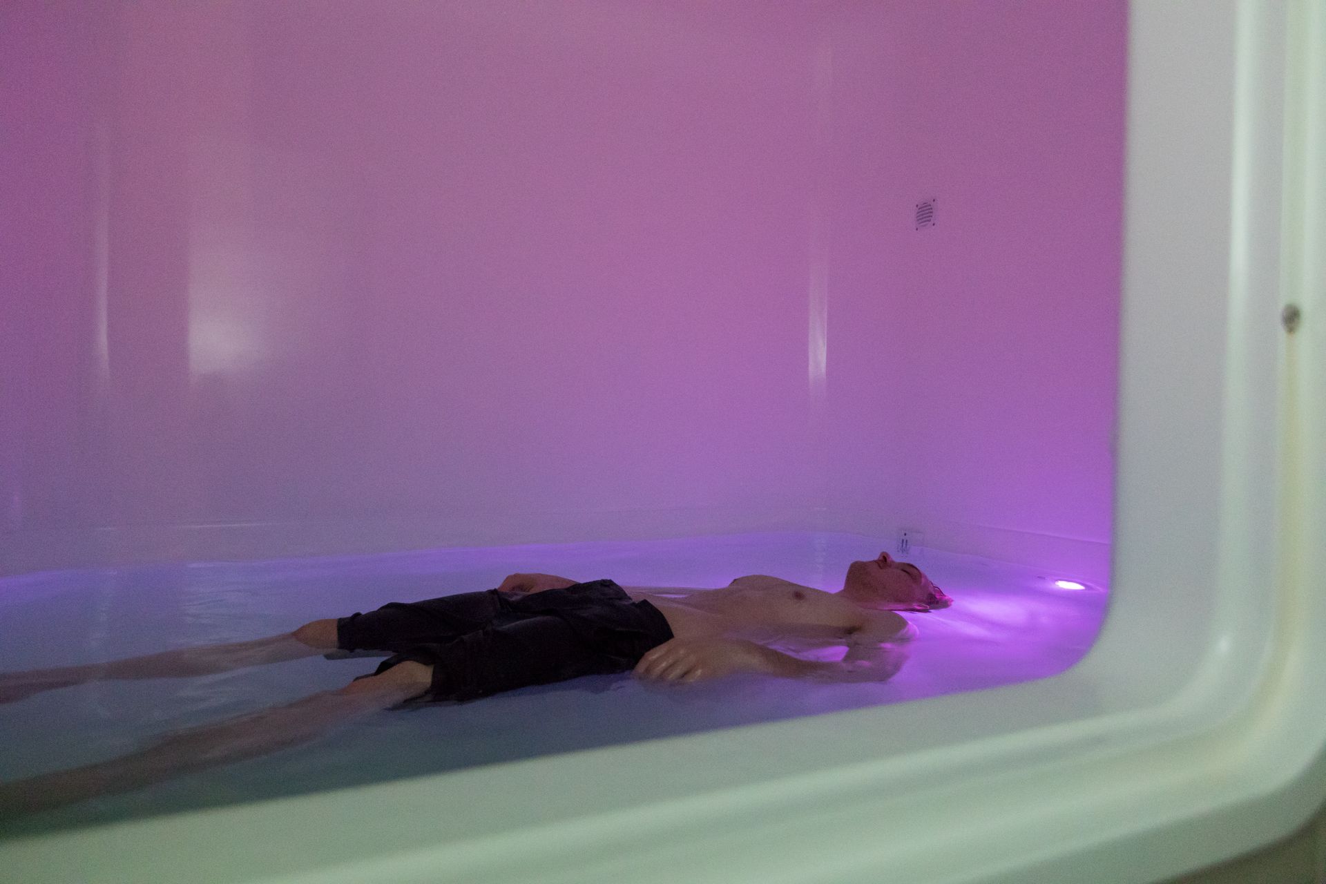 Man floating at Serenity Now Float Spa
