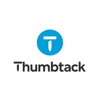 The logo for thumbtack is a blue circle with a nail in it.