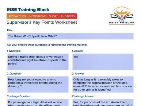 Supervisor's Key Points Worksheet