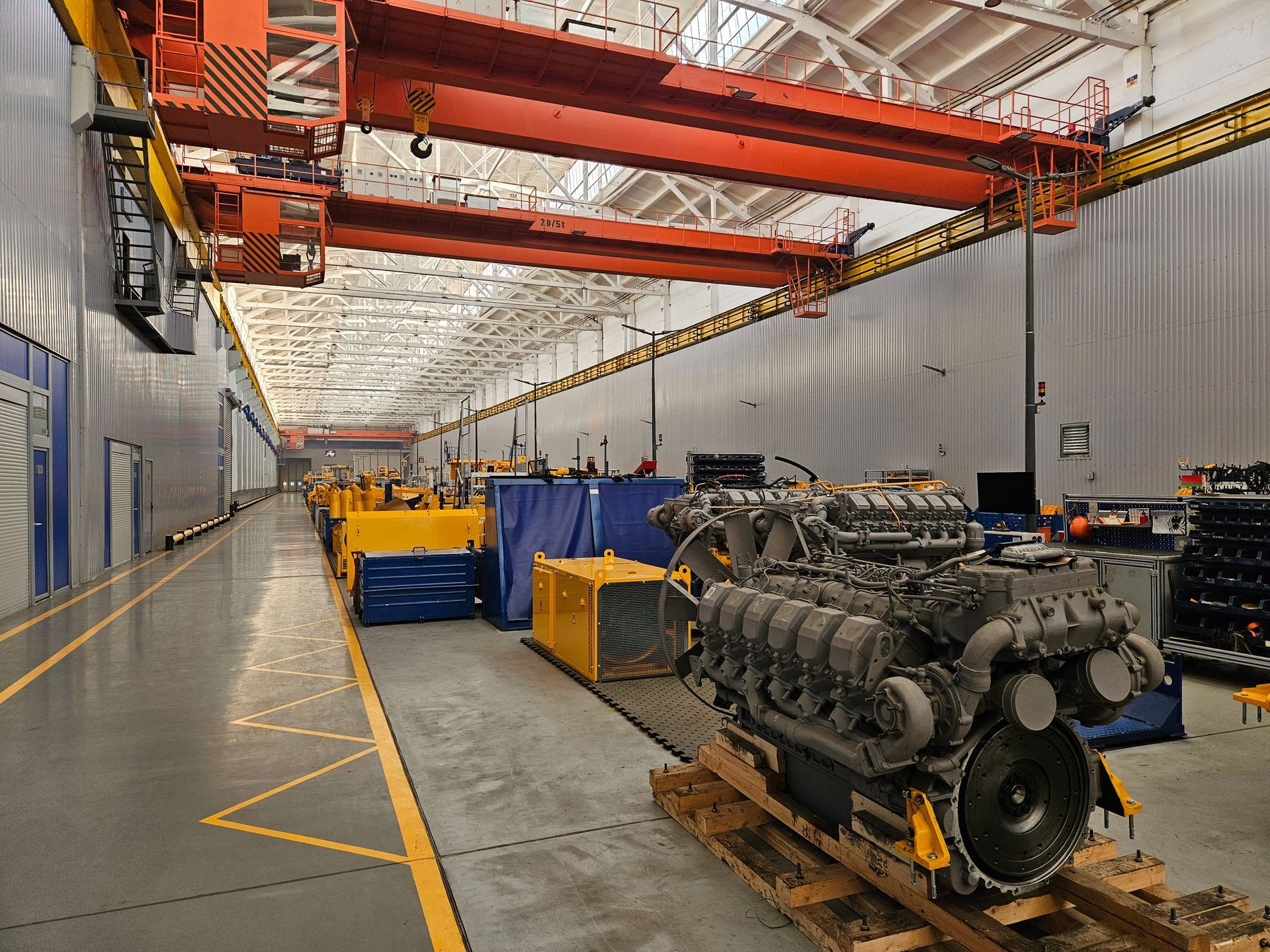 An overhead crane inside a factory building. An overhead crane inside a factory building.