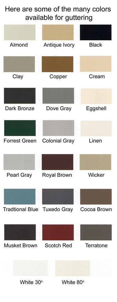 Gutter Colors Chart – Knoxville, TN – East Tennessee Continuous Guttering