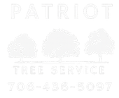 Logo for Patriot Tree Service, featuring three stylized trees and phone number 706-436-5097.