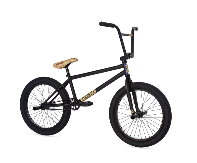 A black bmx bike is on a white background.