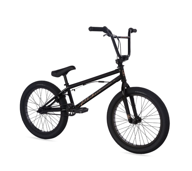 A black bmx bike is on a white background.