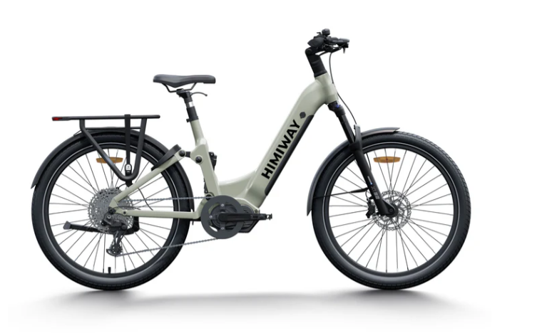 A white and black bicycle with the word kiwiway on it