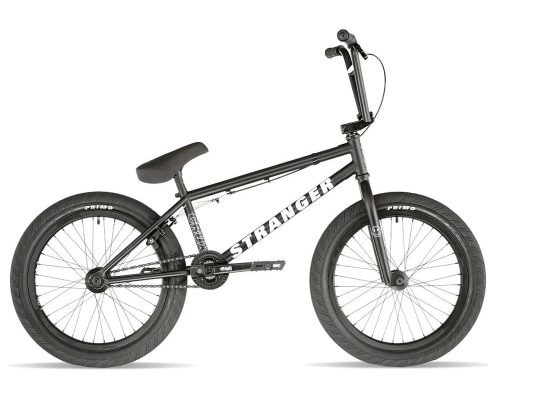 A black bmx bike on a white background