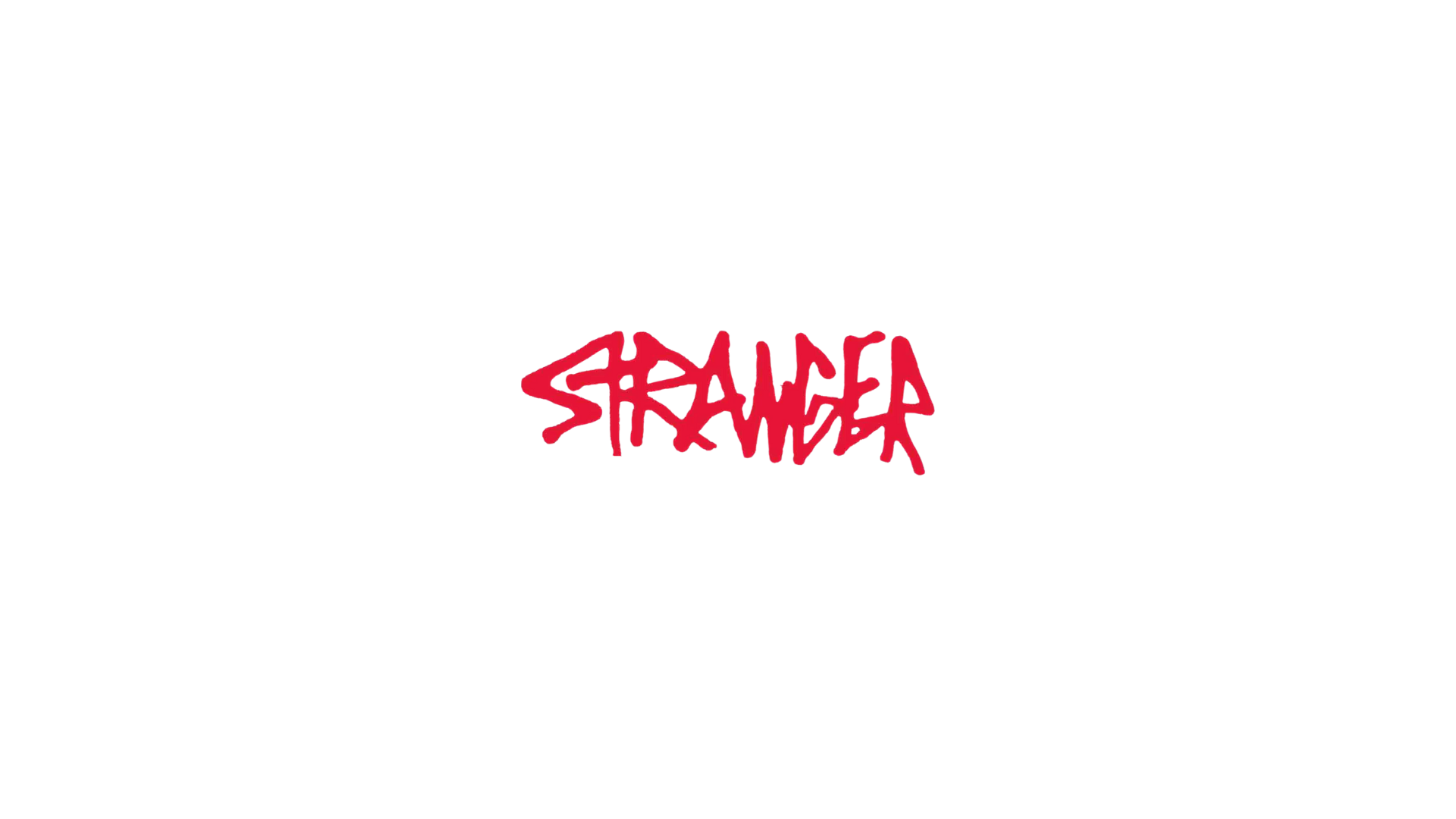 The word stranger is written in red on a white background.