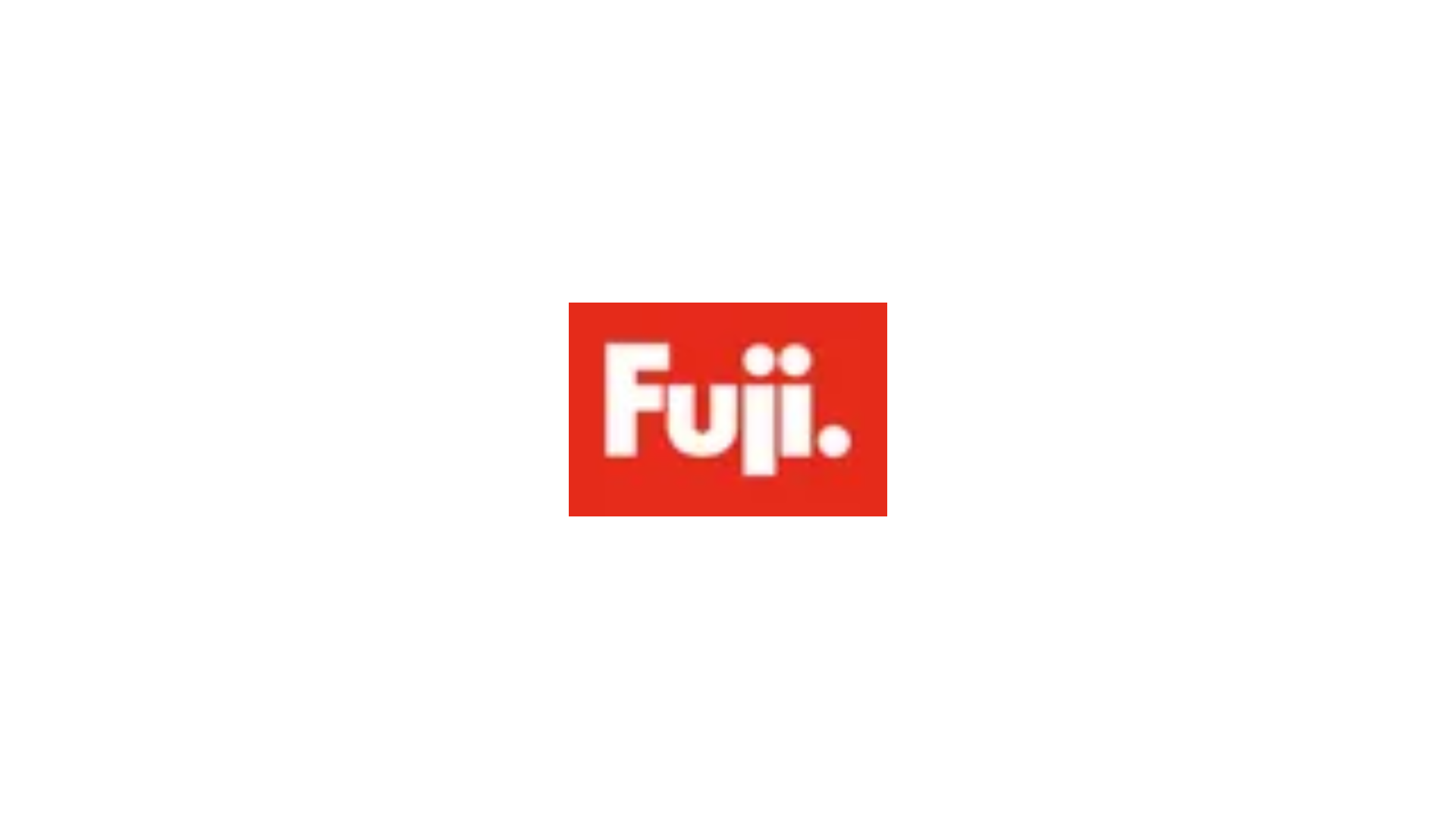 The fuji logo is in a red box on a white background.