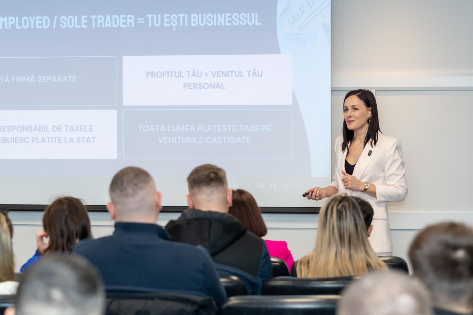 Accountant giving a talk to outsourced accounting services clients