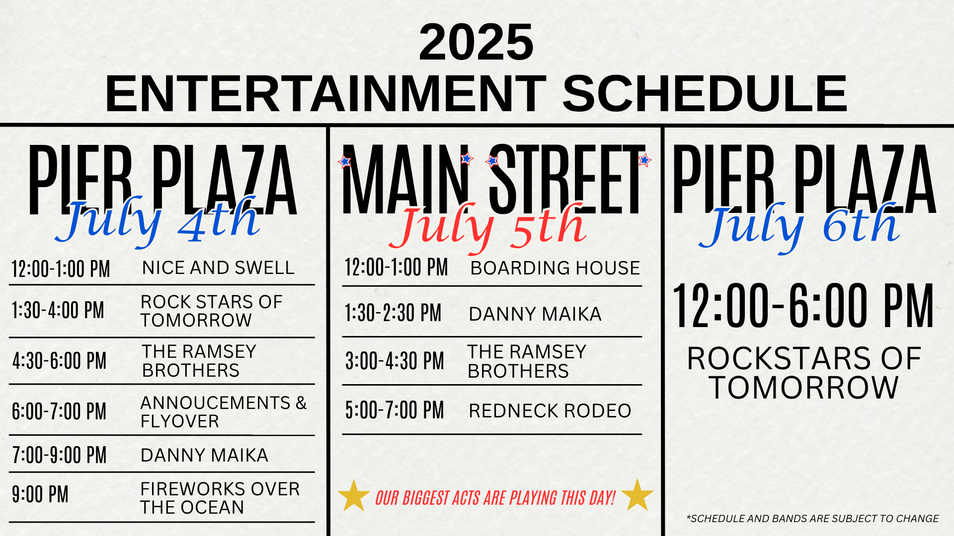 Independence Day 2025 entertainment schedule