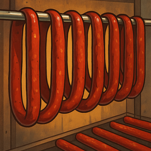 Pruski's Beef Sticks drying close-up