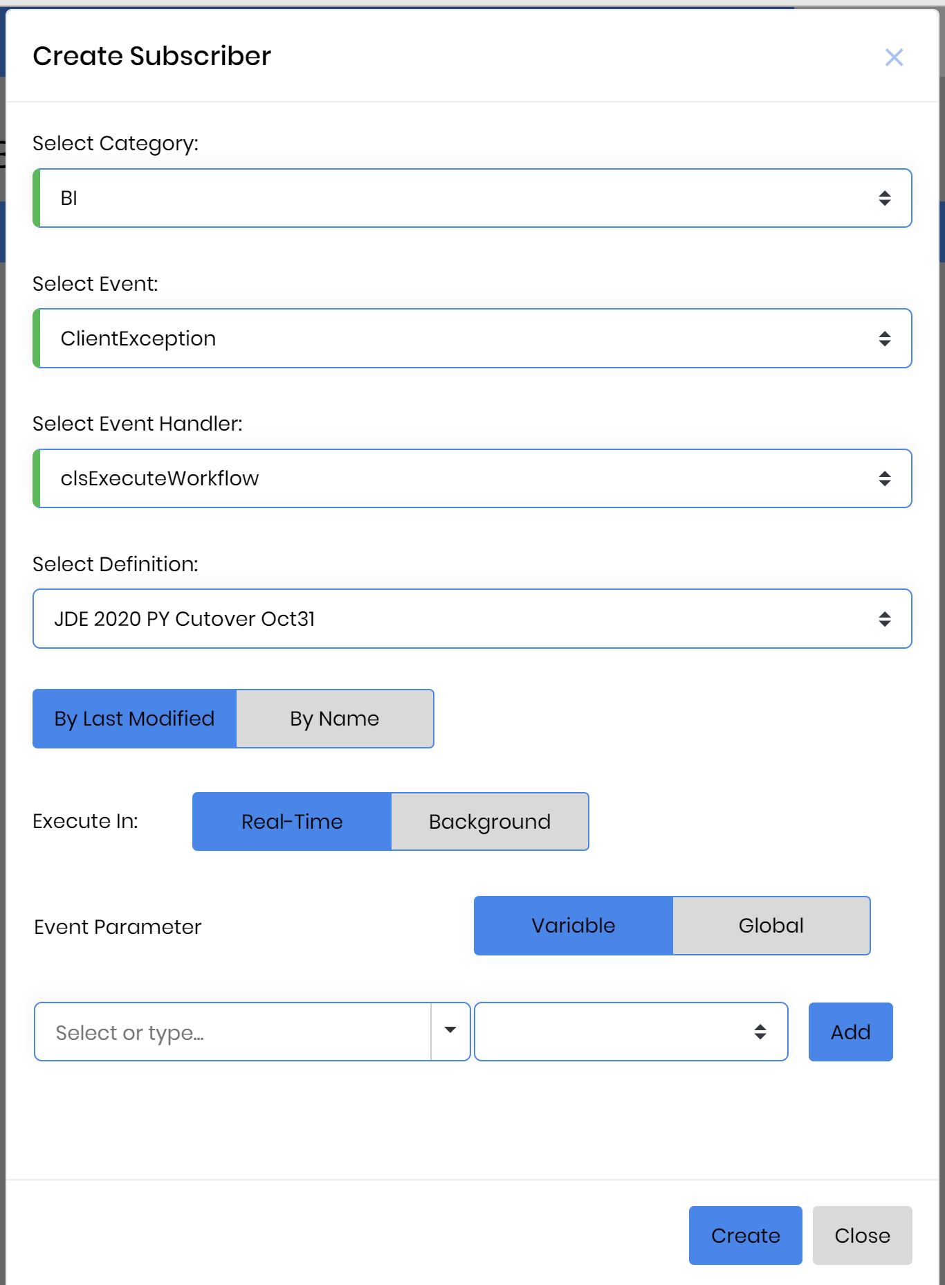 A screenshot of a screen that says create subscriber on it.