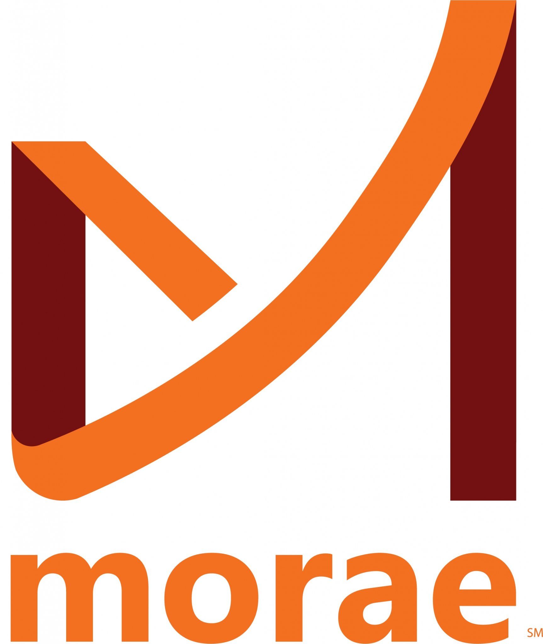 A logo for morae with a red and orange letter m