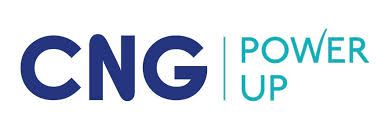 The logo for cng power up is blue and green.