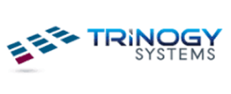 The logo for trinogy systems is blue and red
