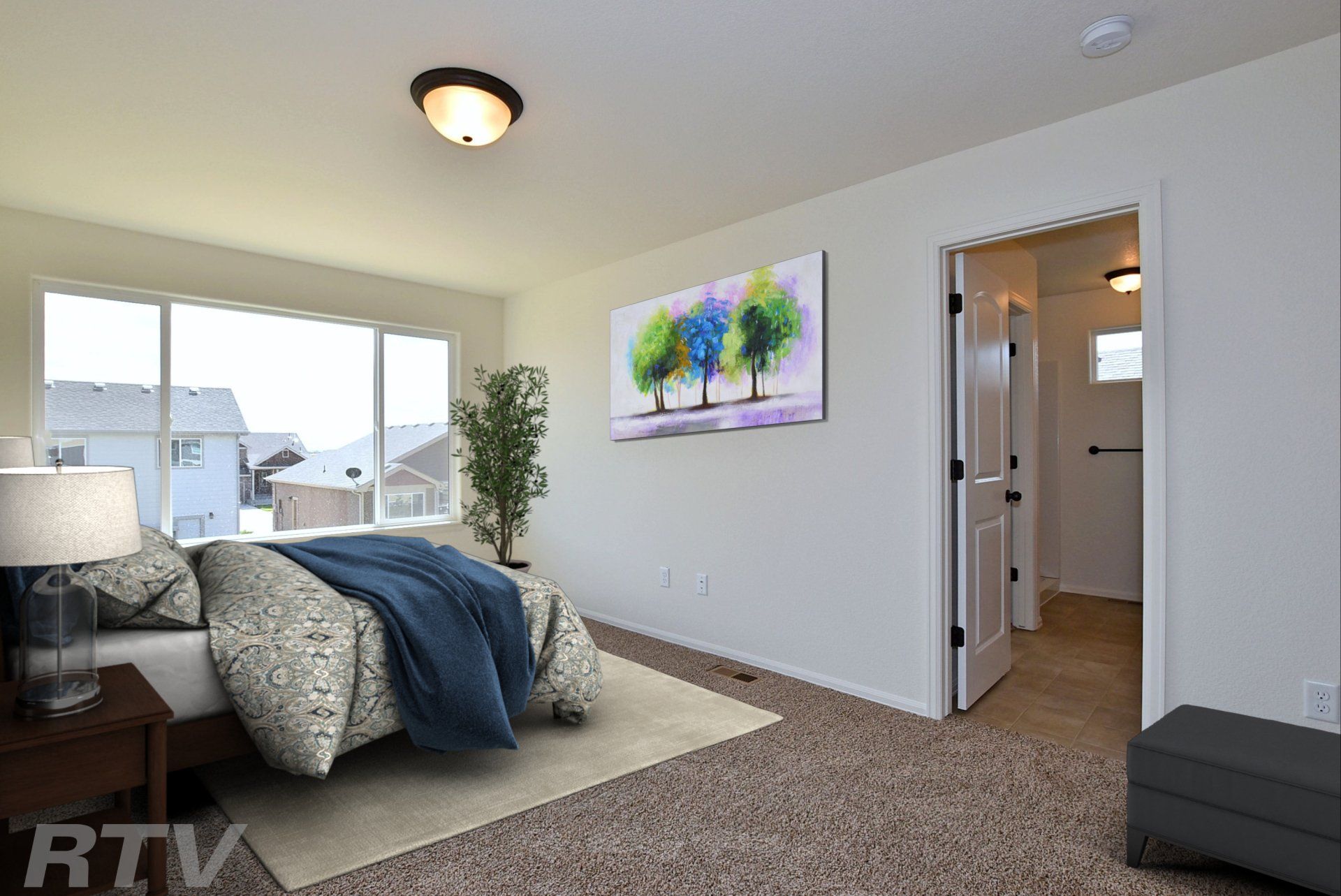 The New Jersey model home bedroom and door