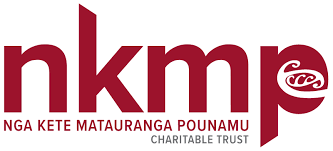 A logo for nkmp nga kete matauranga pounamu charitable trust