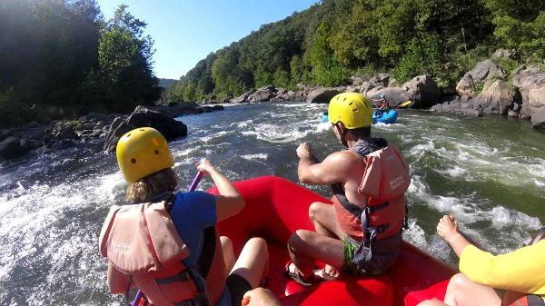 paddling through rapids 