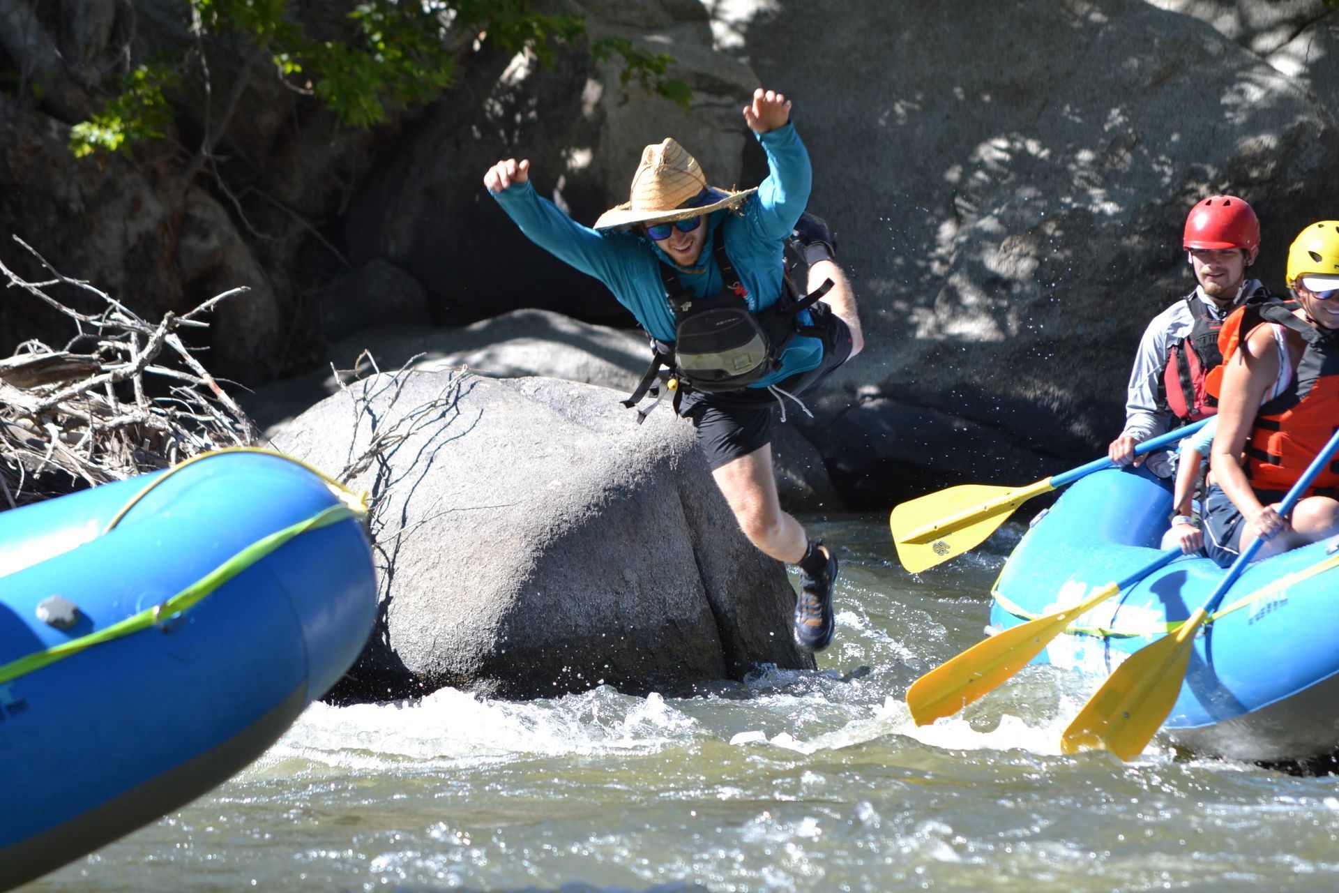 person jumping into the water