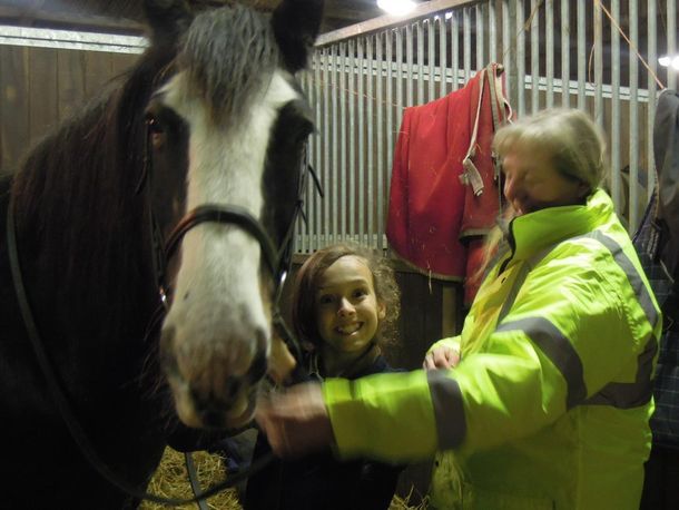 Dolly Elise and Lorraine in the stable. Smiles all round Tooltip Dolly Elise and Lorraine in the stable. Smiles all round