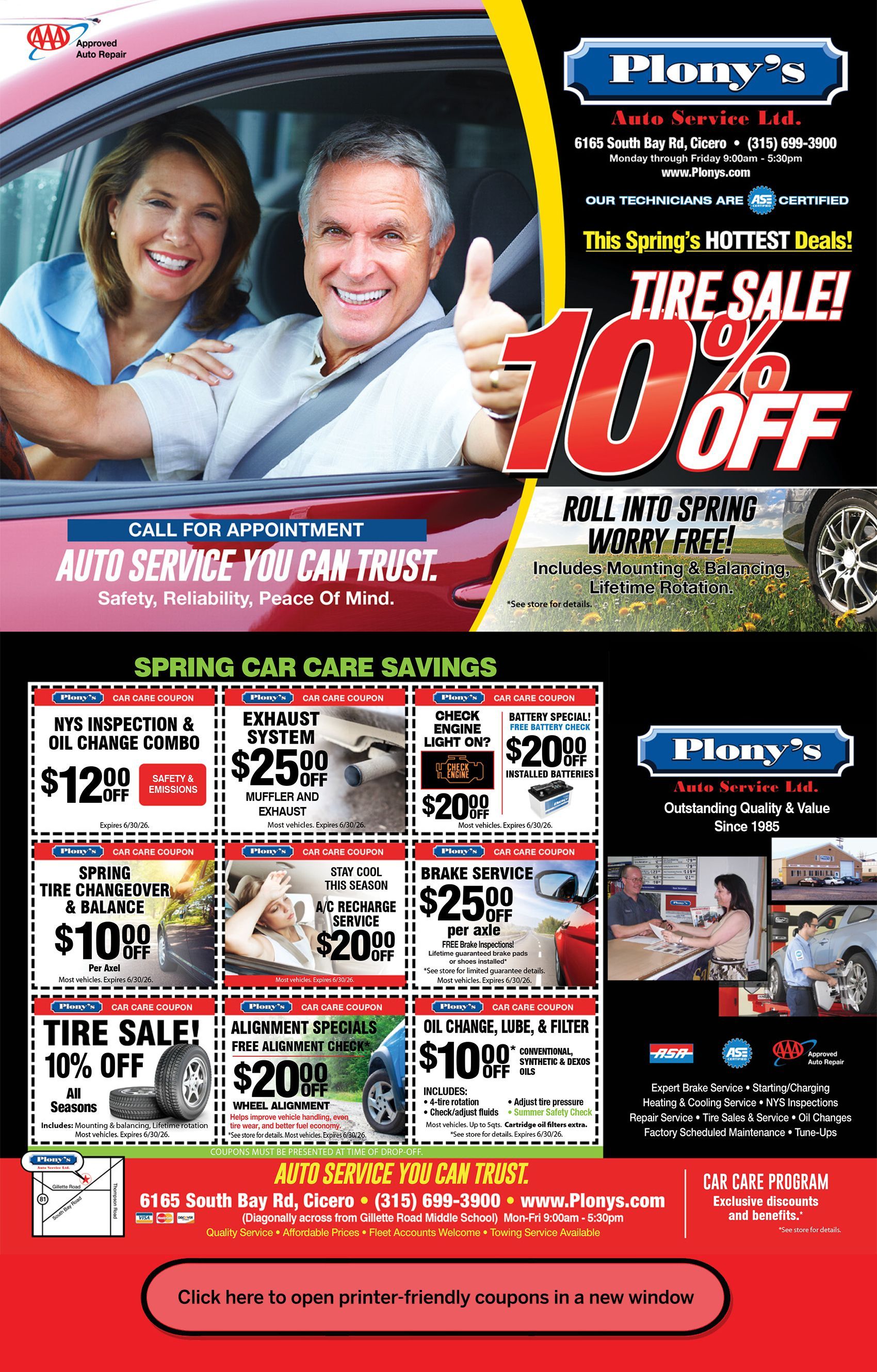 Coupons | Plony's Auto Service Ltd.