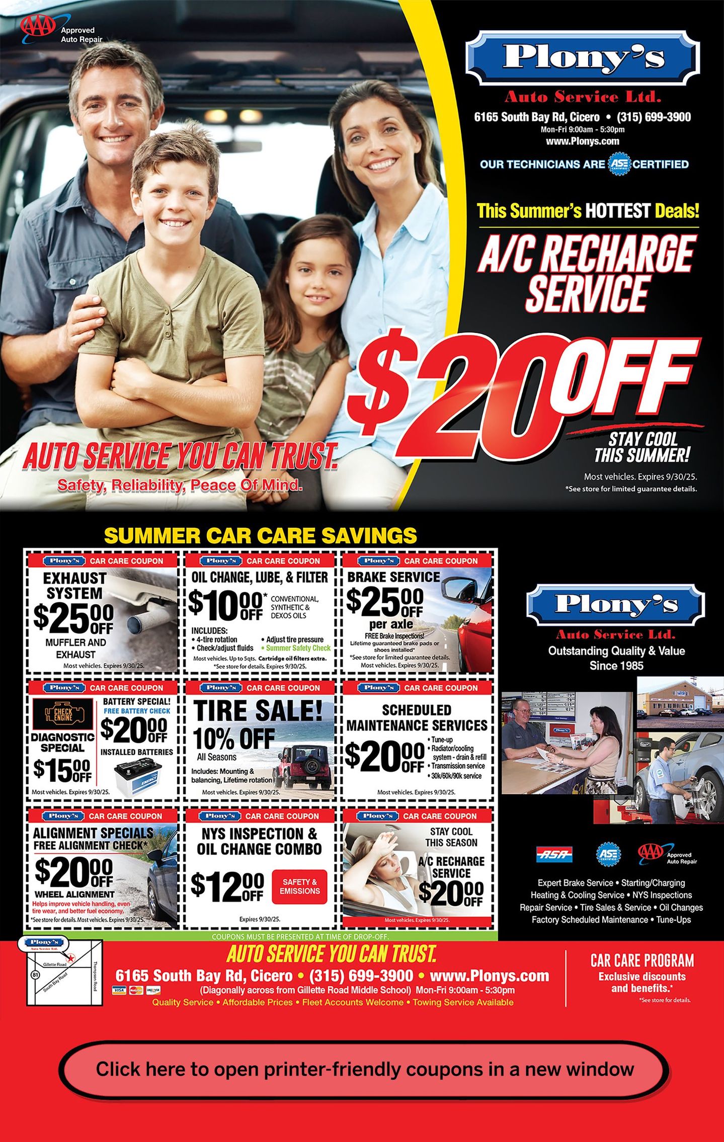 Coupons | Plony's Auto Service Ltd.