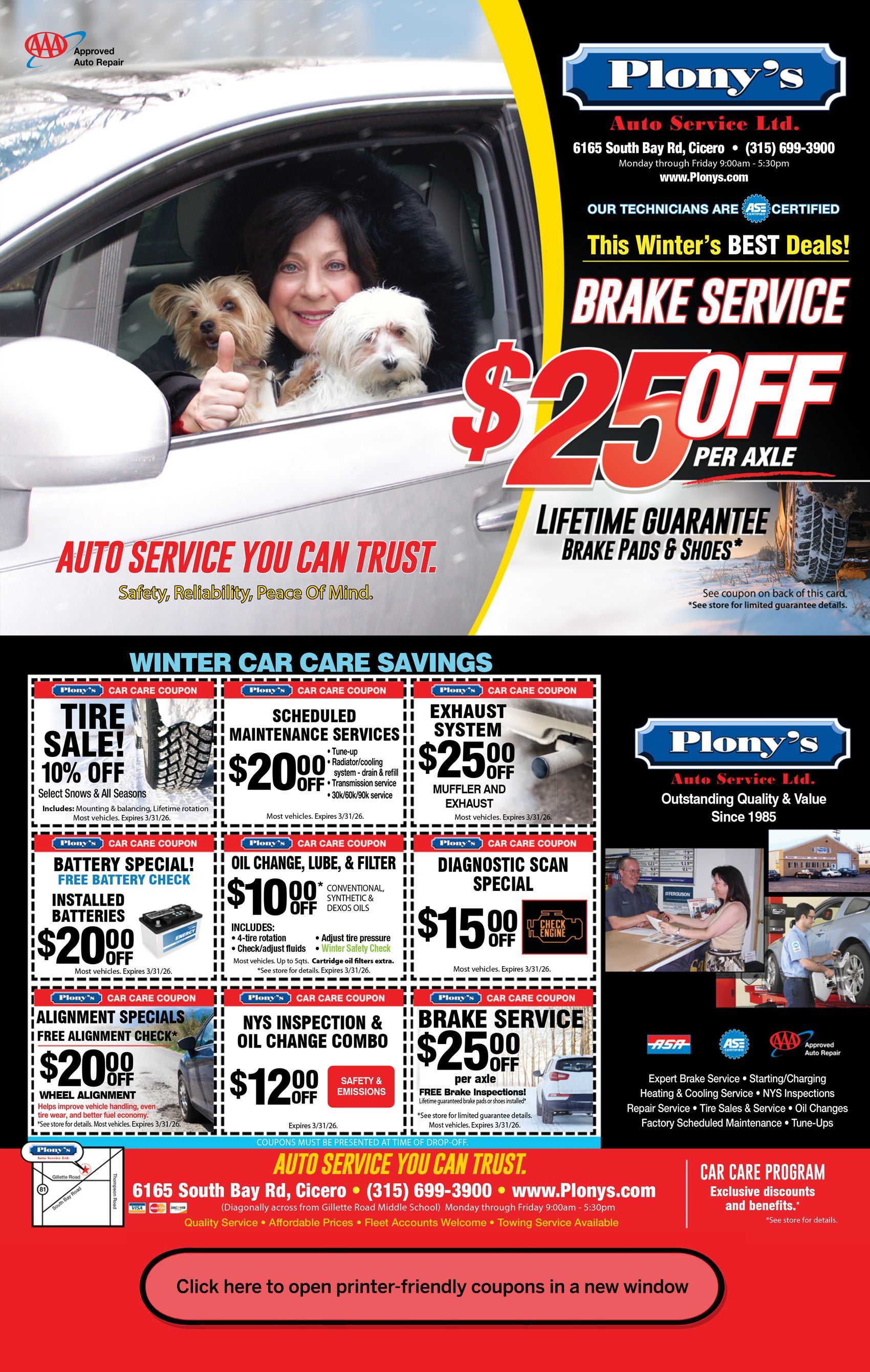 Coupons | Plony's Auto Service Ltd.
