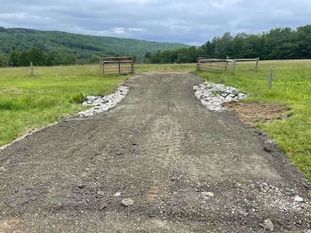 Dirt Road Going Through a Grassy Field
