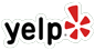 A yelp logo with a red star on a white background.
