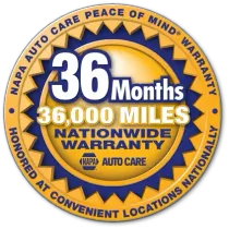 36/36 NAPA Warranty Badge | Downtown Automotive Center